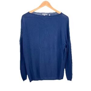 Vince Navy Blue Wool Blend Dolman Sleeve Boatneck Sweater Womens Large